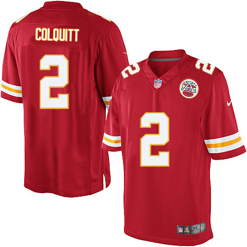 Men's Limited Dustin Colquitt Nike Jersey Red Home - #2 NFL Kansas City Chiefs